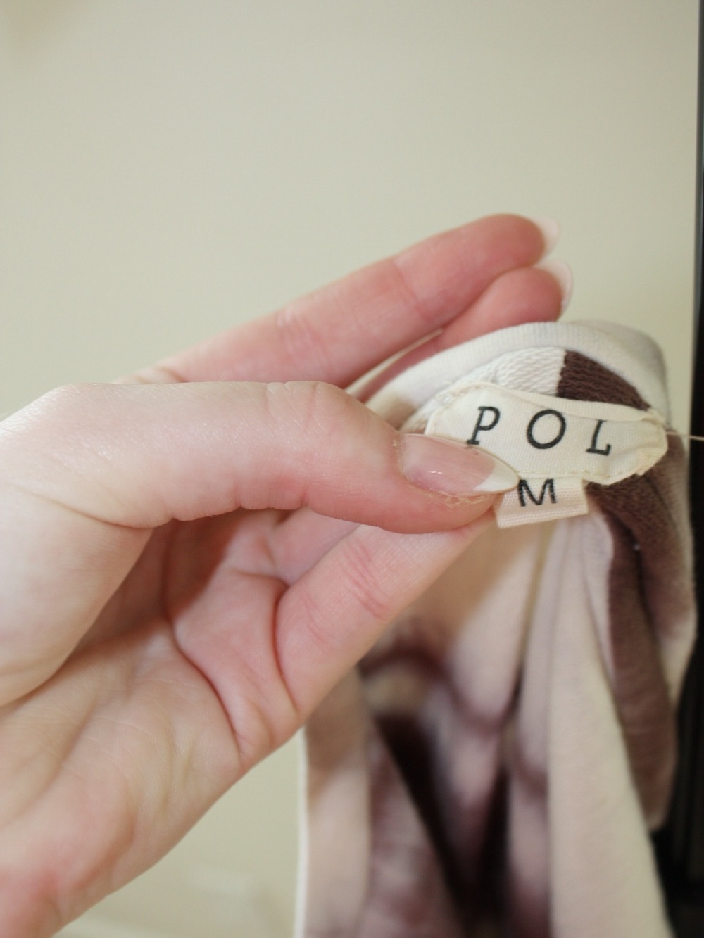 POL Taupe and Cream Tie-Dye Off-Shoulder Cropped Sweatshirt - Picture 3 of 3